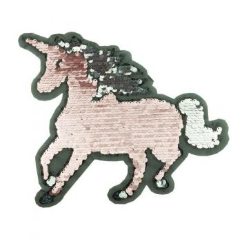 Applikation - Wenepailletten - Einhorn - rosa - Aufnäher